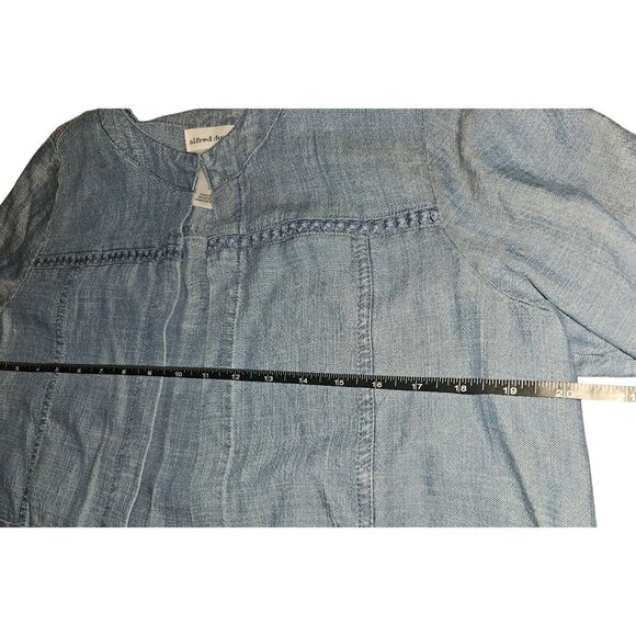 Alfred Dunner Womens Petite Small Blue Chambray Jacket w/Pockets & 3/4 Sleeves - Picture 5 of 13